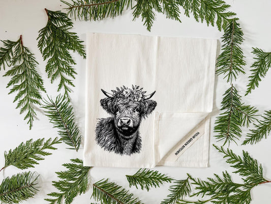 Floral Cow Tea Towel