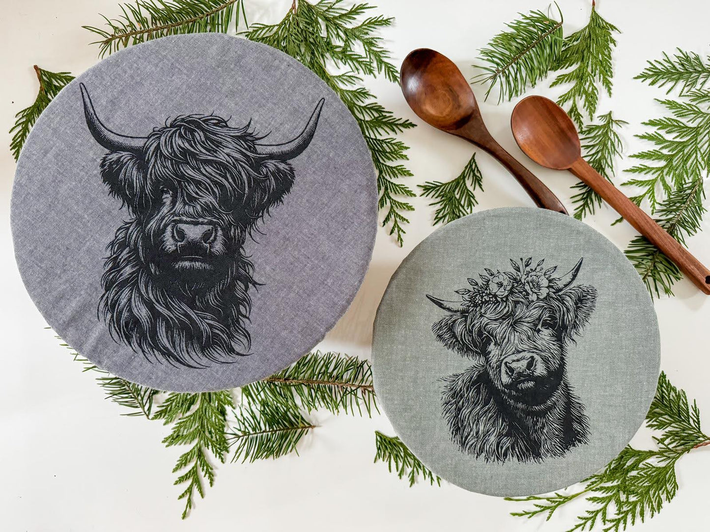 Highland Cows Set of Bowl Covers XL & Large