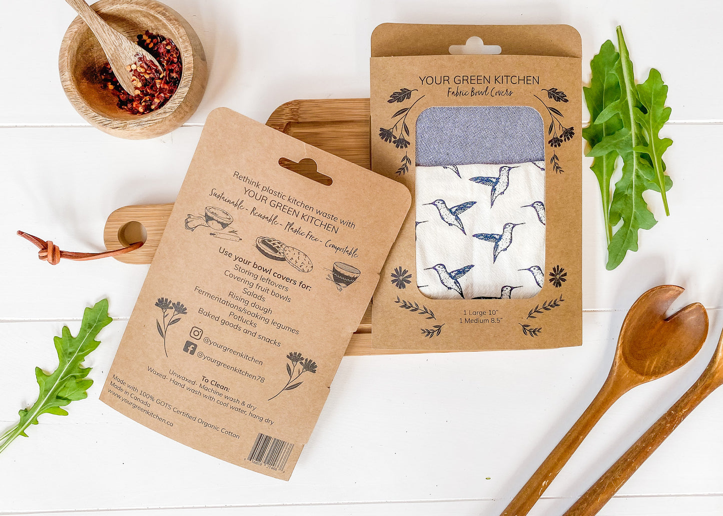 Packaged set of two WAXED Hummingbirds and Navy Med and Large