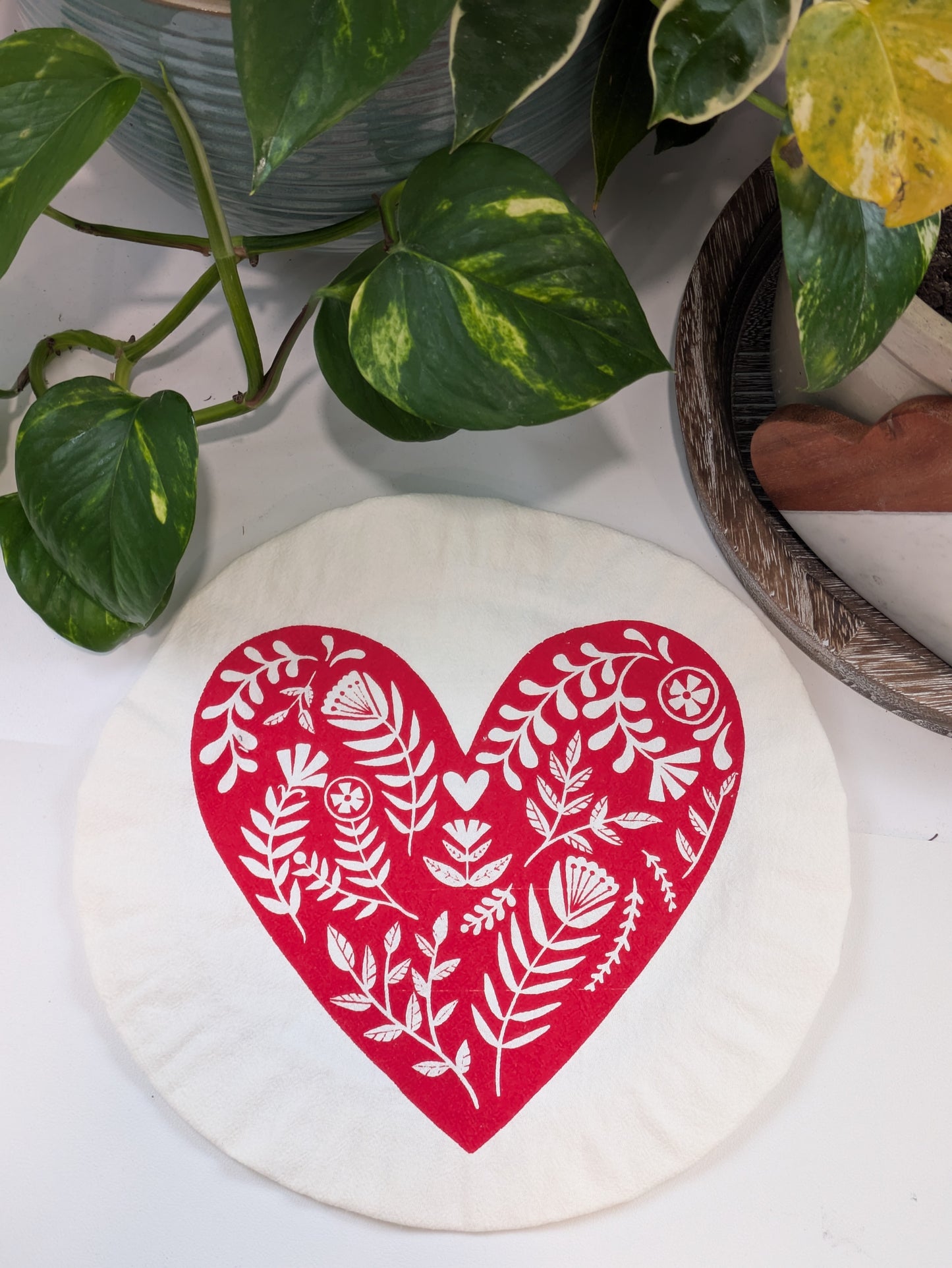 Floral Heart Large 10' Bowl Cover